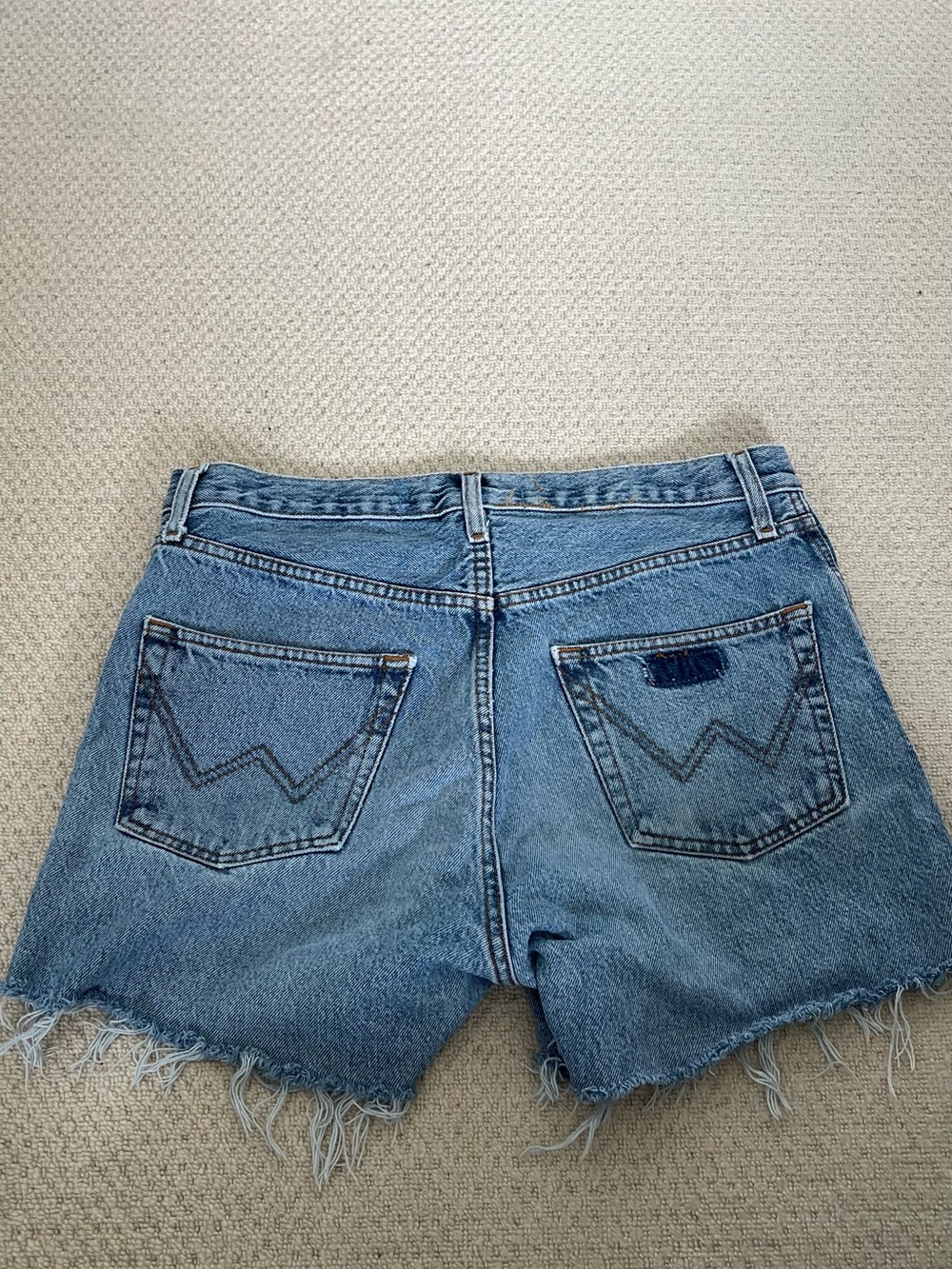 Wrangler Blue Frayed Hem Denim Jean Shorts